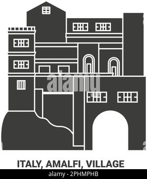 Italia, Amalfi, Viaggi Landsmark viaggio punto di riferimento vettoriale illustrazione Illustrazione Vettoriale