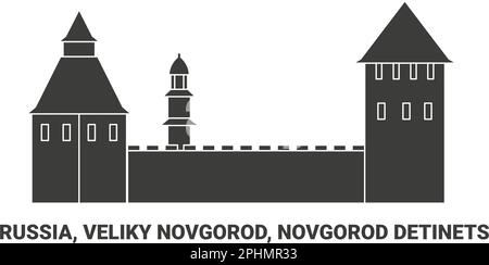 Russia, Veliky Novgorod, Novgorod Detinets, viaggio punto di riferimento vettore illustrazione Illustrazione Vettoriale