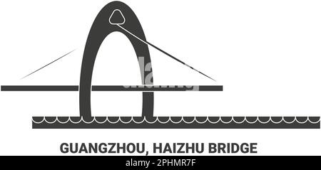 Cina, Guangzhou, Haizhu Bridge, viaggio punto di riferimento vettore illustrazione Illustrazione Vettoriale