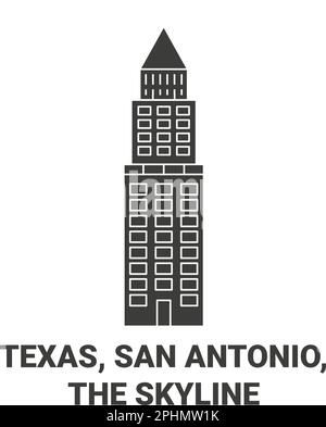 Stati Uniti, Texas, San Antonio, la Skyline viaggio punto di riferimento vettore illustrazione Illustrazione Vettoriale