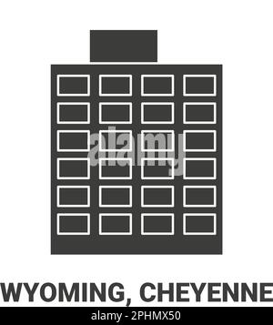 Stati Uniti, Wyoming, Cheyenne, disegno vettoriale di riferimento di viaggio Illustrazione Vettoriale