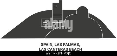 Spagna, Las Palmas, Las Canteras Beach viaggio punto di riferimento vettoriale illustrazione Illustrazione Vettoriale