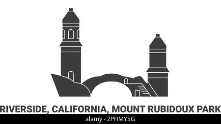 Stati Uniti, Riverside, California, Mount Rubidoux Park, viaggio punto di riferimento vettore illustrazione Illustrazione Vettoriale