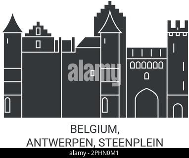 Belgio, Antwerpen, Steenplein viaggio punto di riferimento vettoriale illustrazione Illustrazione Vettoriale