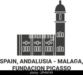 Spagna, Andalusia Malaga, Fundacion Picasso viaggio punto di riferimento vettore illustrazione Illustrazione Vettoriale