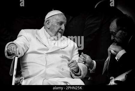 29 marzo 2023 - PAPA FRANCESCO durante l'udienza Generale del mercoledì in S. Piazza Pietro in Vaticano - Città del Vaticano - © EvandroInetti via ZUMA Wire (Credit Image: © Evandro Inetti/ZUMA Press Wire) SOLO PER USO EDITORIALE! Non per USO commerciale! Foto Stock