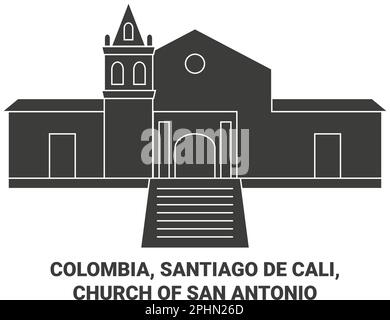 Colombia, Santiago De Cali, Chiesa di San Antonio viaggio punto di riferimento vettoriale illustrazione Illustrazione Vettoriale