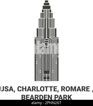 USA, Charlotte, Romare , Bearden Park viaggio punto di riferimento vettoriale illustrazione Illustrazione Vettoriale