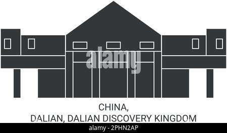 Cina, Dalian, Dalian Discovery Kingdom viaggio punto di riferimento vettore illustrazione Illustrazione Vettoriale