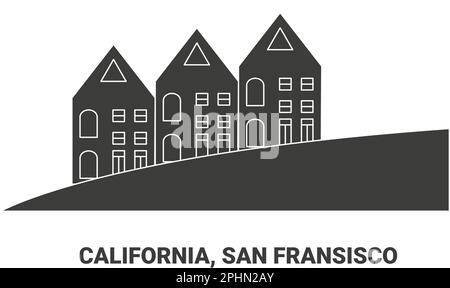 Stati Uniti, California, San Fransisco viaggio punto di riferimento vettore illustrazione Illustrazione Vettoriale