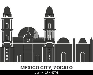 Città del Messico, Zocalo viaggio punto di riferimento vettoriale illustrazione Illustrazione Vettoriale