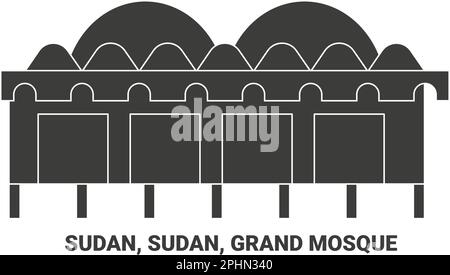 Sudan, Sudan, Grande Moschea, viaggio punto di riferimento vettoriale illustrazione Illustrazione Vettoriale