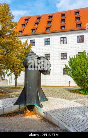 Memoriale ad Albert Einstein nella città tedesca di Ulm. Foto Stock