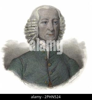 Portrait de John Fothergill (1712-1780), medecin anglais.gravure vers 1835 Foto Stock
