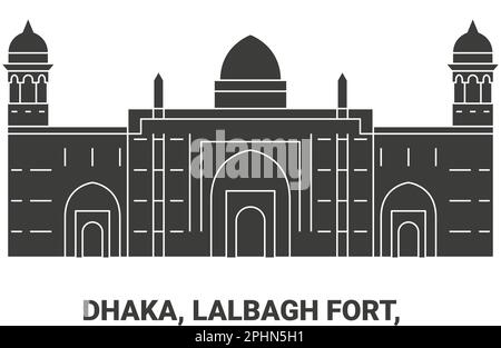 Bangladesh, Dhaka, Lalbagh Fort, viaggio punto di riferimento vettore illustrazione Illustrazione Vettoriale