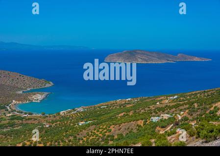 Isola di Pseira vicino a Creta in Grecia. Foto Stock