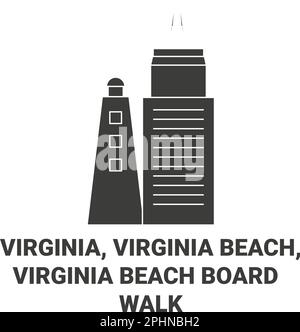 Stati Uniti, Virginia, Virginia Beach, Virginia Beach Boardwalk viaggio punto di riferimento vettore illustrazione Illustrazione Vettoriale