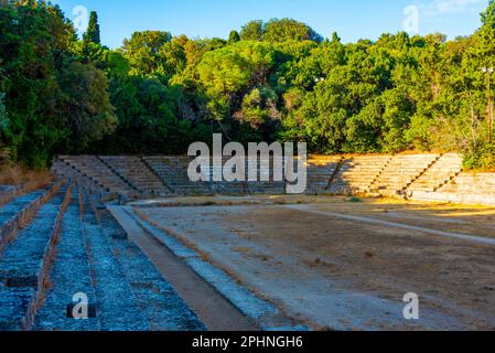 Antico Stadio Olimpico a Rodi, Grecia. Foto Stock