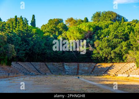 Antico Stadio Olimpico a Rodi, Grecia. Foto Stock