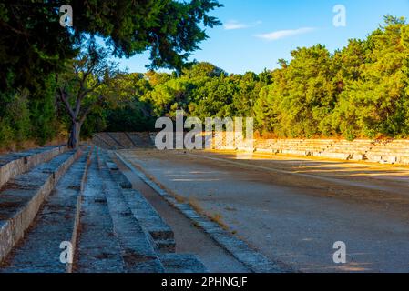 Antico Stadio Olimpico a Rodi, Grecia. Foto Stock