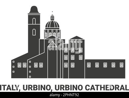 Italia, Urbino, Cattedrale di Urbino, viaggio punto di riferimento vettoriale illustrazione Illustrazione Vettoriale