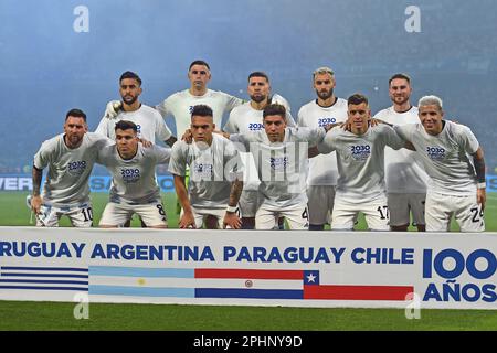 28th marzo 2023: Stadio Mario Kempes, Córdoba, Argentina: Calcio internazionale amichevole, Argentina contro Curacao: I giocatori di Argentina posa per la loro foto di line up Foto Stock