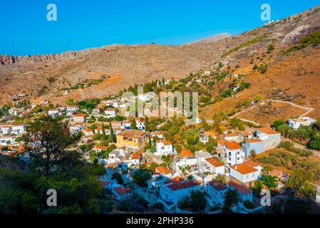 Veduta aerea della città di Hydra in Grecia. Foto Stock