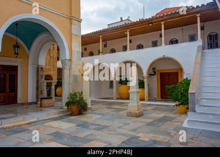 Dormizione della Madre del Signore Idra Chiesa Cattedrale Ortodossa in Grecia. Foto Stock