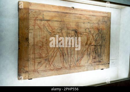 Disegni rinvenuti all'interno dei pulpiti Donatello di Jacopo Pontormo nella chiesa di San Lorenzo, a Firenze Foto Stock