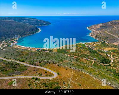 Vista panoramica della campagna della spiaggia di Itilo in Grecia. Foto Stock