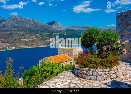 Vista panoramica della campagna della spiaggia di Itilo in Grecia. Foto Stock