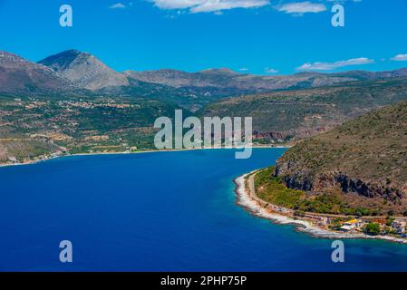 Vista panoramica della campagna della spiaggia di Itilo in Grecia. Foto Stock