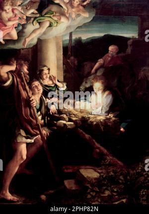 La Notte Santa di Correggio (Antonio Allegri da Correggio, 1489-1534), olio su tela, 1522-30 Foto Stock