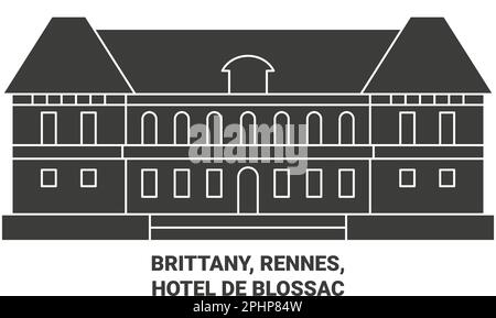 Francia Bretagna, Rennes, Hotel De Blossac viaggio punto di riferimento vettoriale illustrazione Illustrazione Vettoriale