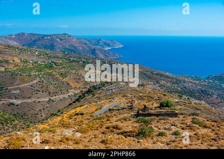 Vista panoramica della regione di mani dal villaggio di Mountanistika in Grecia. Foto Stock