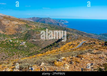 Vista panoramica della regione di mani dal villaggio di Mountanistika in Grecia. Foto Stock
