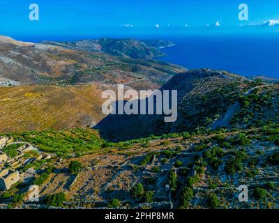 Vista panoramica della regione di mani dal villaggio di Mountanistika in Grecia. Foto Stock
