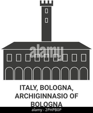 Italia, Bologna, Archiginnasio di Bologna viaggio punto di riferimento vettoriale illustrazione Illustrazione Vettoriale