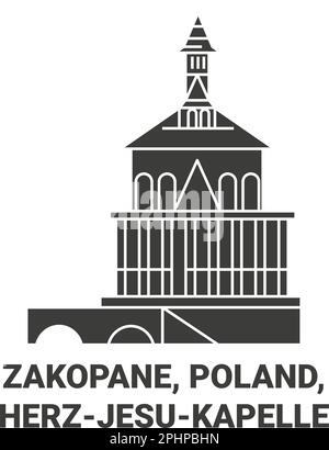 Polonia, Zakopane, Herzjesukapelle viaggio punto di riferimento vettore illustrazione Illustrazione Vettoriale