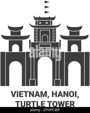 Vietnam, Hanoi, Turtle Tower viaggio punto di riferimento vettoriale illustrazione Illustrazione Vettoriale