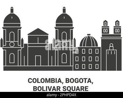 Colombia, Bogota, Bolivar Square viaggio punto di riferimento vettore illustrazione Illustrazione Vettoriale