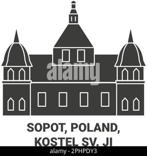 Polonia, Sopot, Kostel Sv. Illustrazione del vettore di riferimento del viaggio Jiho Illustrazione Vettoriale