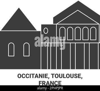 Francia, Occitanie, Tolosa viaggio punto di riferimento vettoriale illustrazione Illustrazione Vettoriale