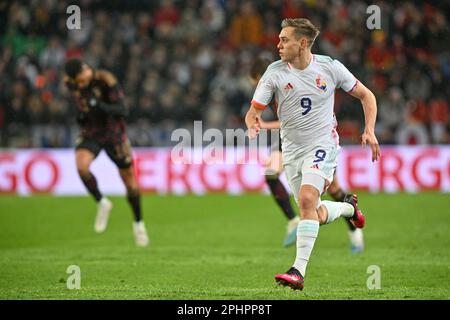 Köln , Germania . Il 28 marzo 2023, nella foto di un amichevole gioco di calcio tra le squadre nazionali della Germania e del Belgio , chiamato Red Devils , martedì 28 marzo 2023 a Köln , Germania . PHOTO SPORTPIX | David Catry Foto Stock