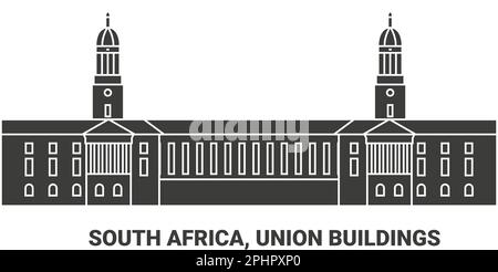 Sudafrica, edifici dell'Unione, illustrazione vettoriale di riferimento di viaggio Illustrazione Vettoriale