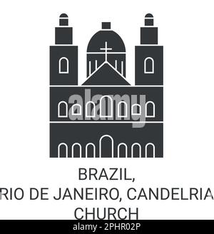 Brasile, Rio de Janeiro, Candelria Chiesa viaggio punto di riferimento vettore illustrazione Illustrazione Vettoriale