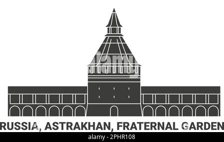 Russia, Astrakhan, Giardino fraterno, viaggio punto di riferimento vettore illustrazione Illustrazione Vettoriale