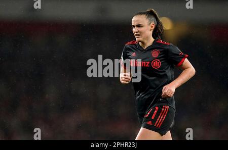 La Georgia Stanway del Bayern Monaco durante la seconda tappa finale della UEFA Women's Champions League, presso l'Emirates Stadium di Londra. Data immagine: Mercoledì 29 marzo 2023. Foto Stock