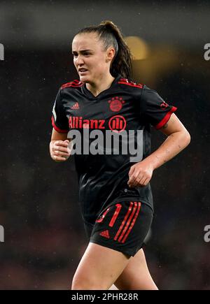 La Georgia Stanway del Bayern Monaco durante la seconda tappa finale della UEFA Women's Champions League, presso l'Emirates Stadium di Londra. Data immagine: Mercoledì 29 marzo 2023. Foto Stock