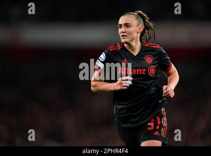 La Georgia Stanway del Bayern Monaco durante la seconda tappa finale della UEFA Women's Champions League, presso l'Emirates Stadium di Londra. Data immagine: Mercoledì 29 marzo 2023. Foto Stock